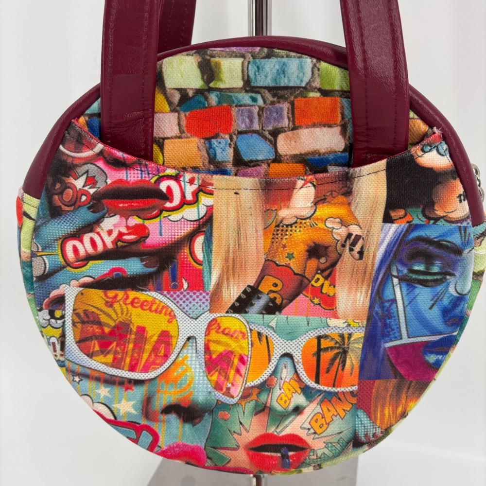 Comic pop art statement circle shoulder bag colorful y2k maximalist dopamine